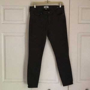 Dark green, slim ankle skinny jeans